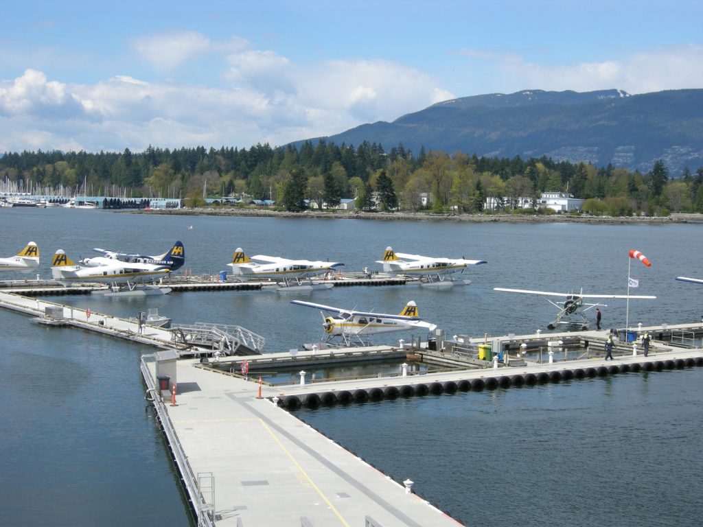 Vancouver Harbour Flight Centre with LOTS of Harbour Air seaplanes. That’s Stanley Park & Vancouver’s North Shore Mountains in the background.