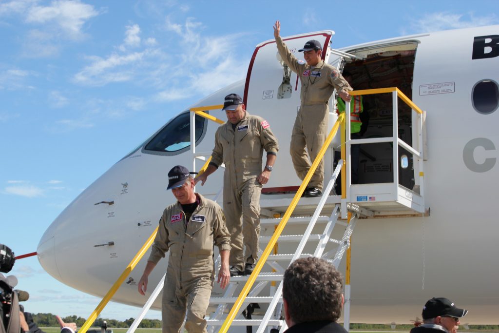 CS100 FTV1's flight test crew after the successful first flight.
