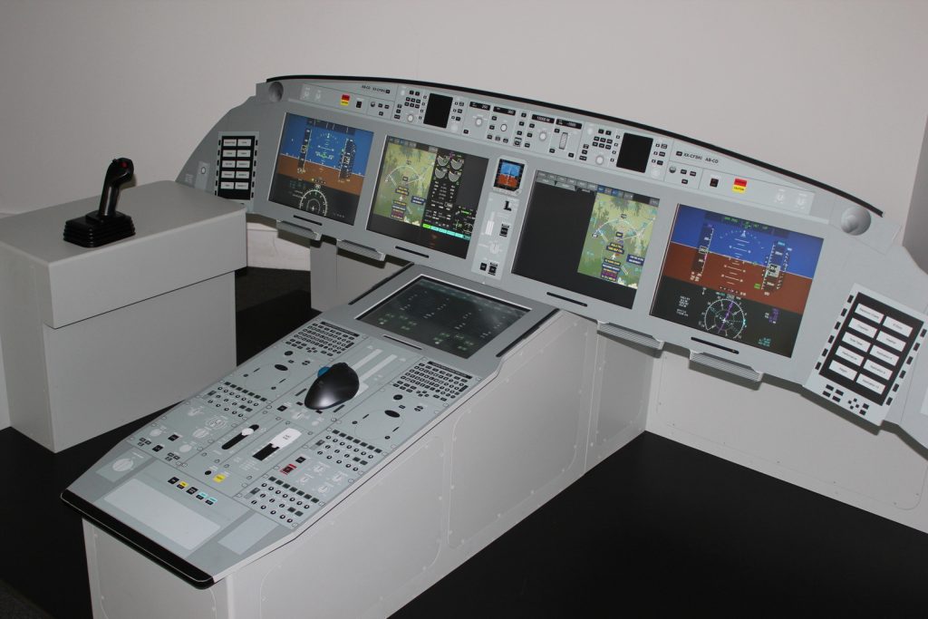 Flight deck mockup at the CSeries Customer Experience Centre