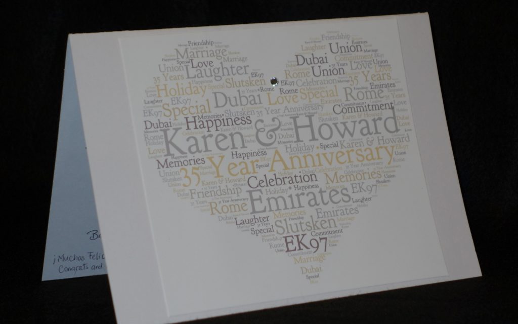 Our personalized anniversary card, signed by EK97's multinational crew