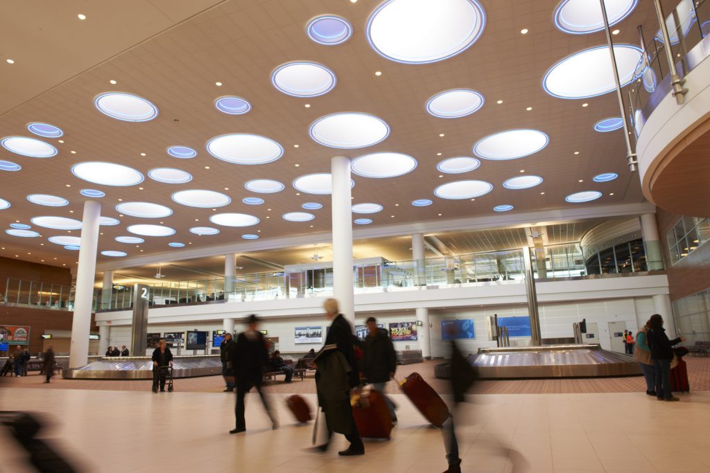 Skylight “constellation” above baggage carousels at YWG Photo: Winnipeg Airport Authority