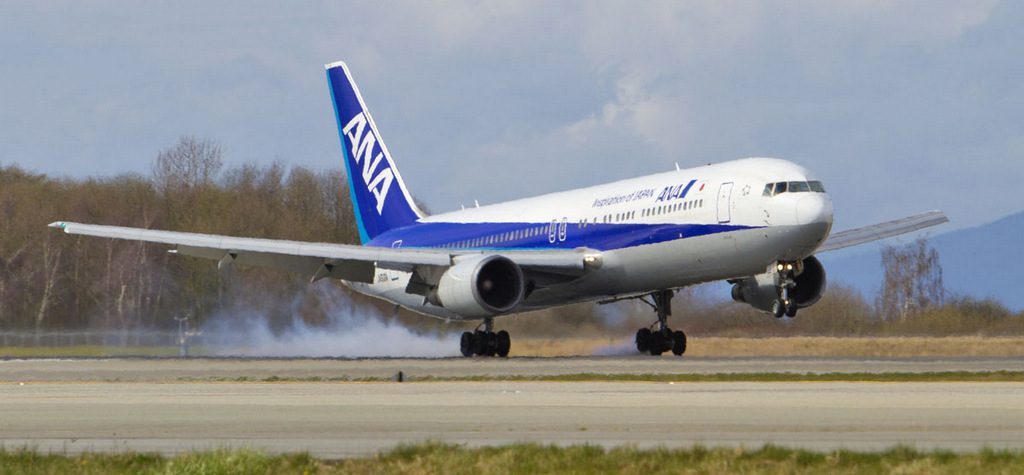 All Nippon Airways Boeing 767-300ER lands at YVR on Sunday afternoon - Photo: Leighton Matthews | Pacific Air Photo