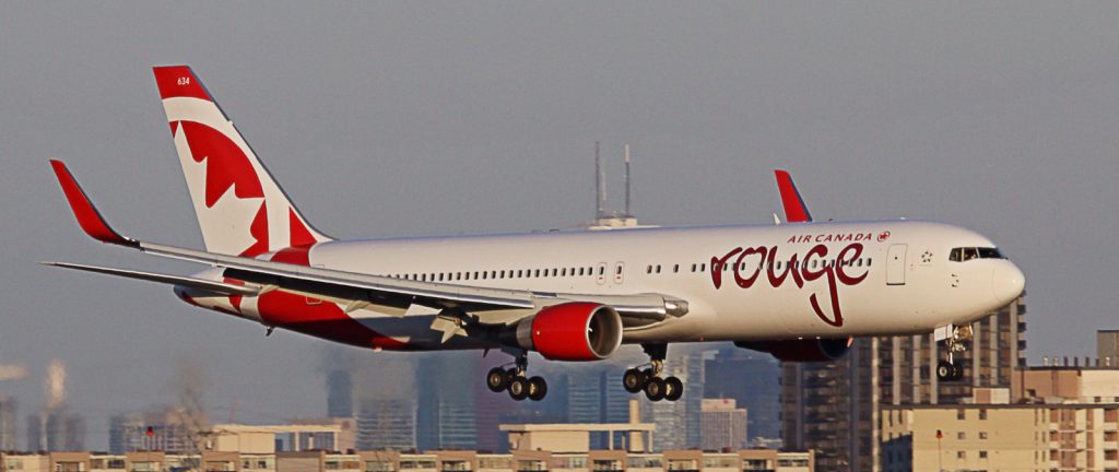 Air Canada rouge 767-300 on final at YYZ. Photo: Tom Podolec